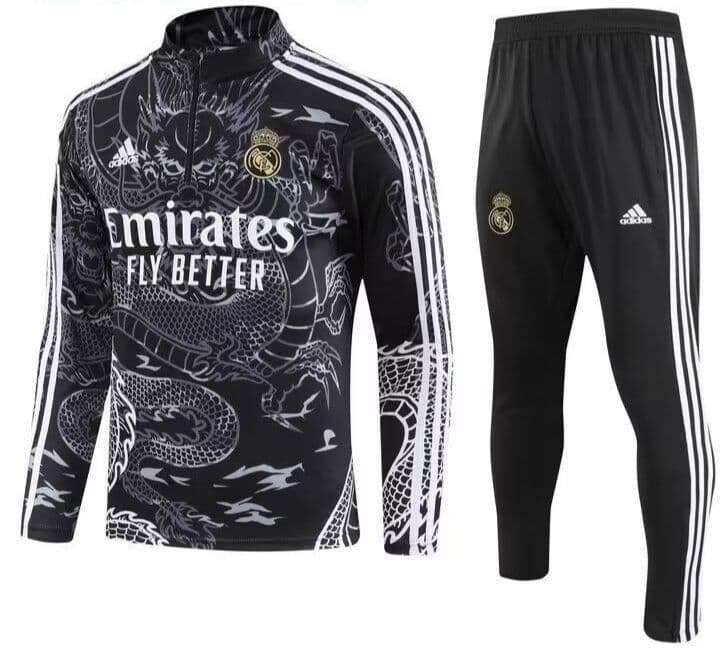 Real Madrid Black Dragon Tracksuit Kid Size | Legends Gallery